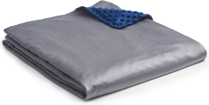 YnM Exclusive Cooling Rayon & Cozy Velvet Dual-Sided Cover for Weighted Blanket (48''x72'') - Blue Grey - Image 1